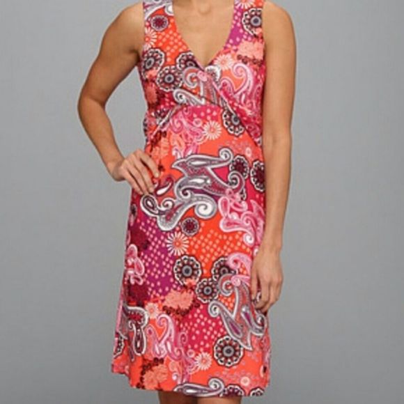 Prana Coral Twist Front Faux Wrap Dress Jersey - Picture 11 of 11